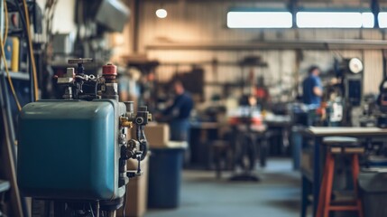 Industrial Workshop Interior, Busy Workers, Metalworking Machinery