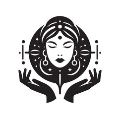 Fortune Teller pose silhouette vector illustration
