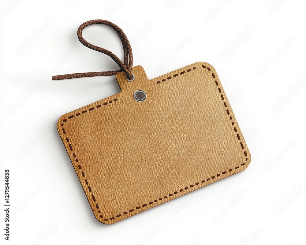 Poster empty luggage tag on white canvas. versatile label for baggage identity and address design