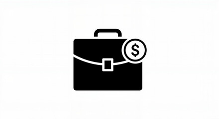 Business briefcase with dollar sign on white background