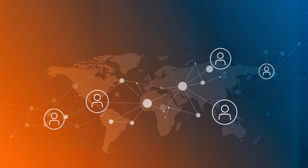 Global connections with people icons on an abstract background