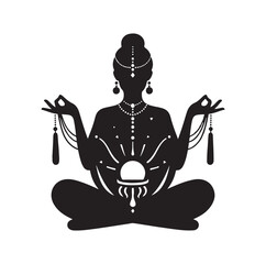 Fortune Teller pose silhouette vector illustration