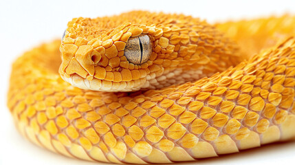 Obraz premium Brown poisonous viper snake isolated on a white or white background , animal.