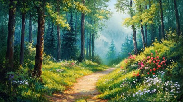 Sommerlicher Waldweg: Erholsame Naturwanderung durch den Wald f&Atilde;&frac14;r Freizeit und Entspannung
