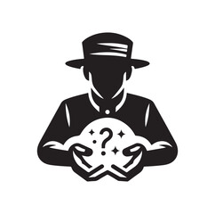 Fortune Teller pose silhouette vector illustration