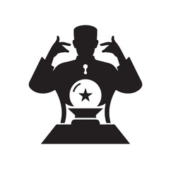 Fortune Teller pose silhouette vector illustration