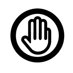Stop Hand Icon Indicating Caution or Restriction	
