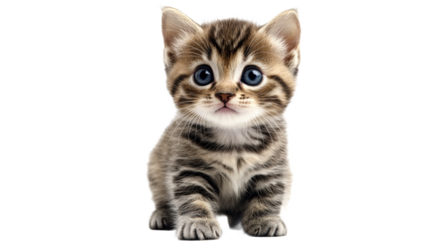 Blue eyed tabby kitten exploring