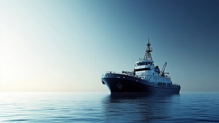 Obraz premium Offshore Drill Ship Navigating the Blue Sea: A Powerful Vessel for Energy and Construction