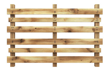 Rustic Wooden Fence Panel With Horizontal Planks And Vertical Posts On Transparent Background An Isolated Closeup Of A Weathered Barrier