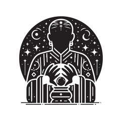 Fortune Teller pose silhouette vector illustration