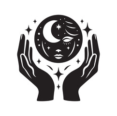 Fortune Teller pose silhouette vector illustration
