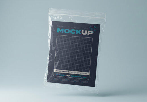 Vertical Poster Page Mockup inside Plastic Hermetic Bag