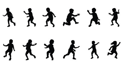 Kid playing vector silhouette isolated