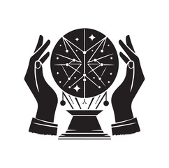 Fortune Teller pose silhouette vector illustration