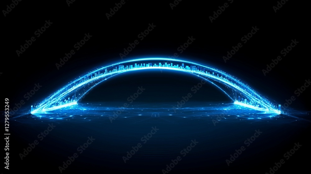 Poster digital innovation bridge virtual space graphic design futuristic environment abstract concept