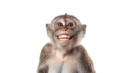 Happy monkey displaying wide smile in bright light
