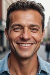 Obraz premium smiling man with a blue shirt and a blue shirt on