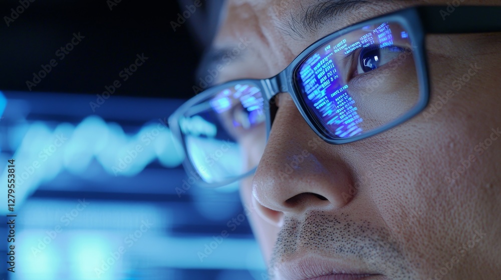 Aufkleber data analysis insights technology hub digital portrait software development close-up innovation unve