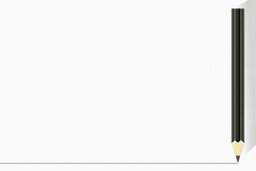 黒い鉛筆のマークで真っ直ぐ線を下に書いた白い背景