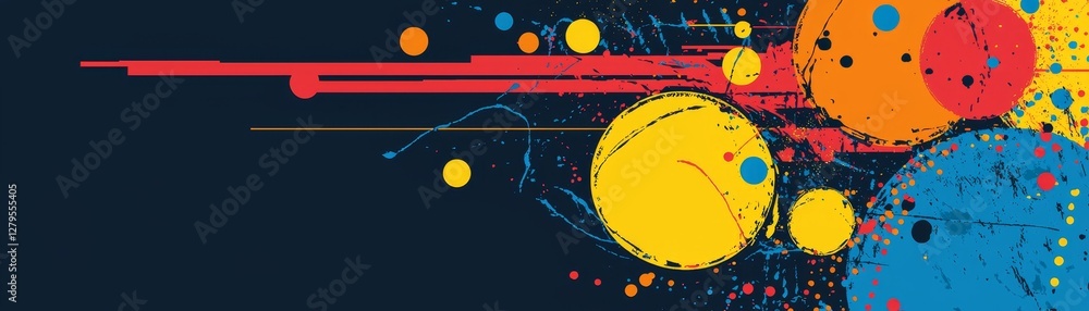 Poster dynamic colorful abstract art creation studio digital artwork creative space close-up visual imagina