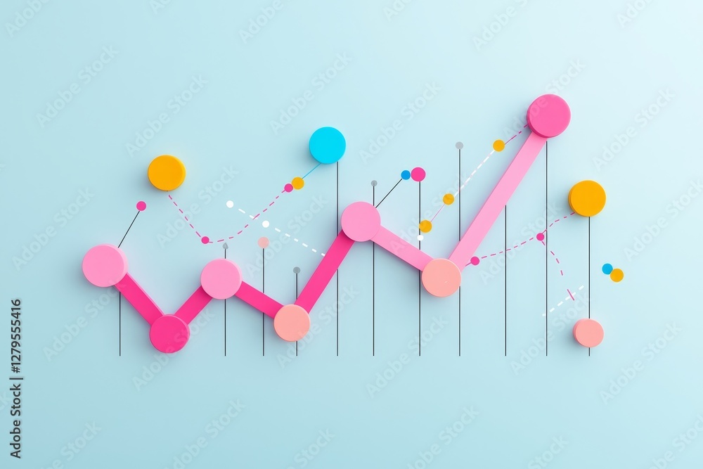 Poster analyzing growth trends data visualization techniques digital space infographic minimalist overview 