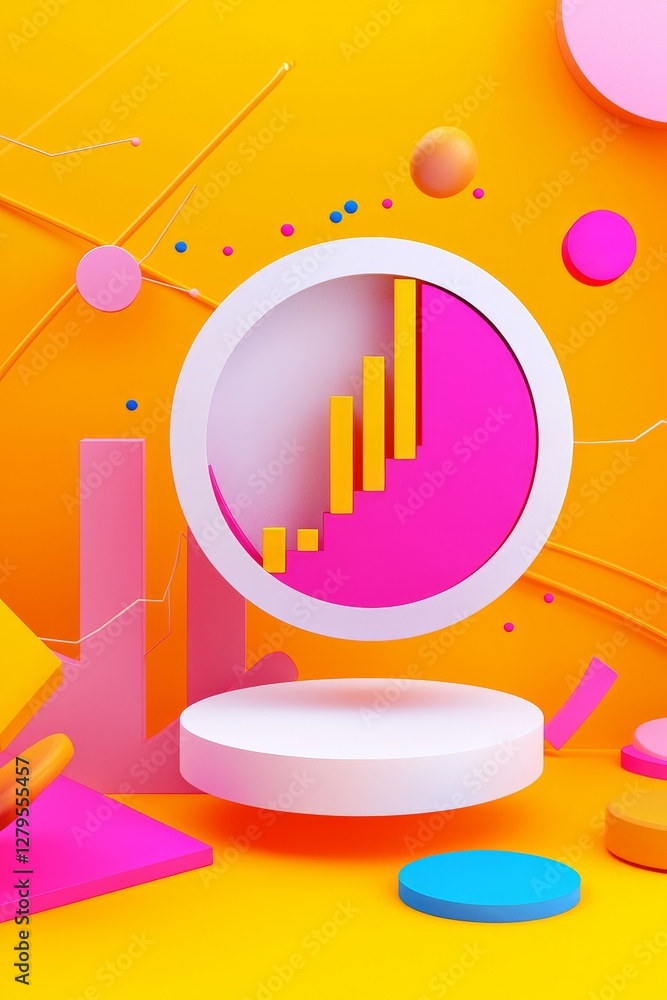 Poster dynamic growth chart animation abstract digital art modern colors creative space engaging view visua
