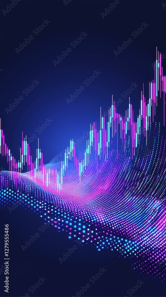 Poster analyzing market trends digital environment data visualization abstract futuristic concept