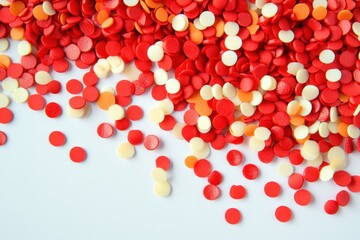 Vibrant Celebration: Colorful Candy Sprinkles and Confetti on a Bright White Background