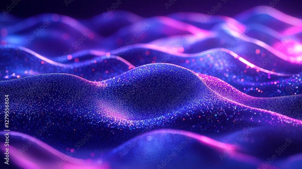 Aufkleber dynamic waves of light and color abstract digital art vivid environment futuristic concept