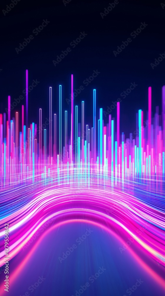 Poster vibrant light display digital space abstract visuals futuristic environment wide-angle view energy c