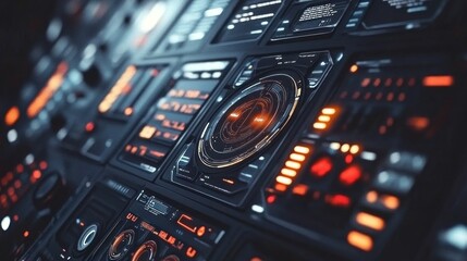 Fototapeta premium Futuristic cockpit control panel