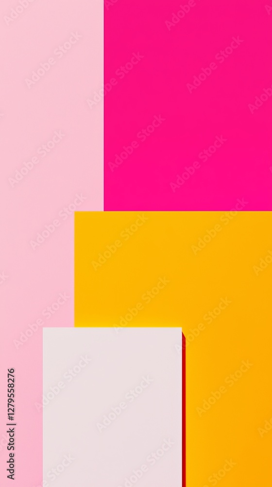 Poster vibrant color blocks composition abstract art modern design studio environment top view creative con
