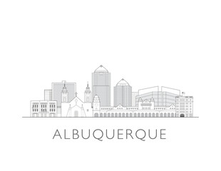 Naklejka premium Albuquerque, New Mexico cityscape illustration skyline drawing