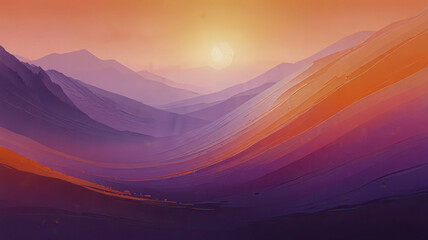 A smooth gradient transitioning from deep orange to soft purple, evoking the colors of a serene sunset with a dreamy, abstract feel.
