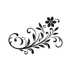 floral scroll design  silhouette vector illustration