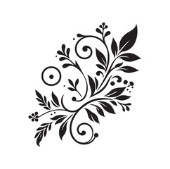 floral scroll design  silhouette vector illustration