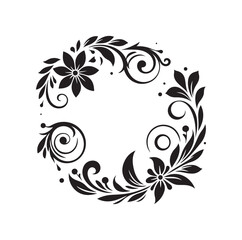 floral scroll design  silhouette vector illustration