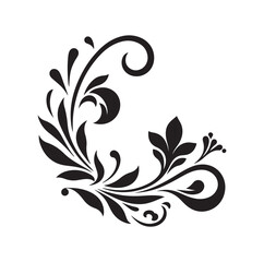 floral scroll design  silhouette vector illustration