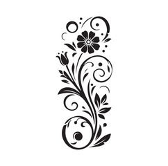 floral scroll design  silhouette vector illustration
