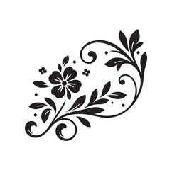 floral scroll design  silhouette vector illustration