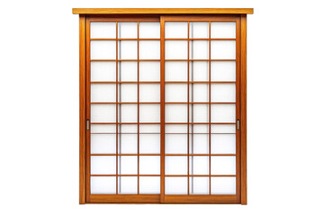 Detailed Traditional Japanese Sliding Door With Translucent Paper Featuring A Wooden Frame With Intricate Lattice Pattern and Decorative