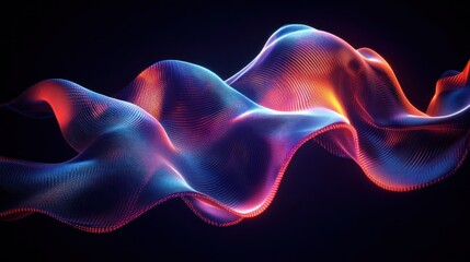 Abstract glowing wave, dark background, digital art, website banner