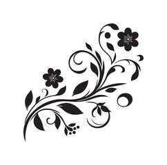 floral scroll design  silhouette vector illustration