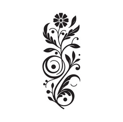 floral scroll design  silhouette vector illustration