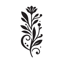 floral scroll design  silhouette vector illustration