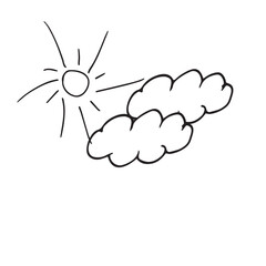 doodle composition sun cloud vector illustration graphics base for fabric tableware postcards