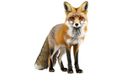 Red fox standing in a natural pose in daylight