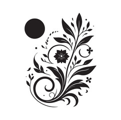 floral scroll design  silhouette vector illustration