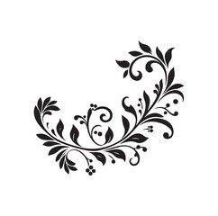 floral scroll design  silhouette vector illustration